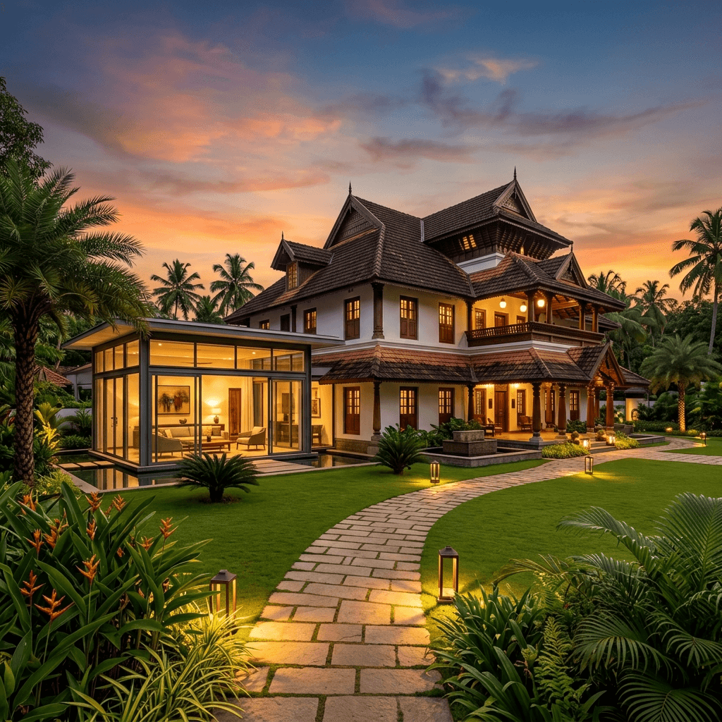 Trivandrum Heritage Estate — traditional Travancore roofs