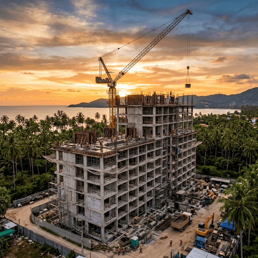 Construction with crane sketch